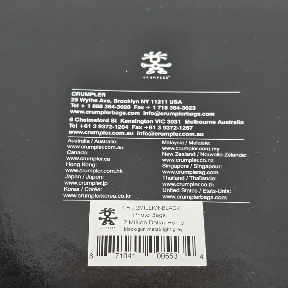Crumpler 2 Million Dollar Home Camera Bag Case Black Gray Photography Crum New.